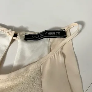 Lila Clothing Co Champagne Shimmer Halter Swing Mini Dress Large thumbnail 4