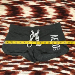Y2K 2000s Aeropostale Coquette Micro Mini Baddie Hot Pants Low Rise Booty Shorts #aero #bimbo subversive #acubi #cyber #punk grunge mcbling black grey Size XS-Measurement in pics thumbnail 6