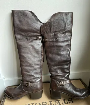 Stetson Bianca Over The Knee Brown Leather Zipper Fashion Riding Boots thumbnail 2