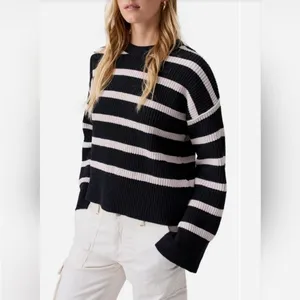 SANCTUARY Black and Cream Stripe Chenille Sweater size Medium‎ thumbnail 9