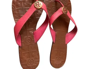 Tory Burch Thora leather thong sandals t-strap size 8 hibiscus thumbnail 4