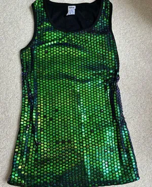 Balera Green and Black Sparkle Tank Top Dance Costume thumbnail 1