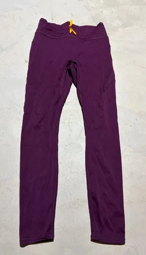 Fabletics motion365 Purple Stretch Active Leggings with Yellow Drawcord medium thumbnail 1