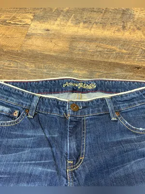 Vintage Y2K American Eagle AE Hipster Jeans Womens 14 Low Rise Flare Boho 2000s thumbnail 3