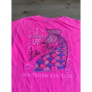 Southern Couture neon pink mermaid washed up like this t-shirt Comfort Colors L thumbnail 4