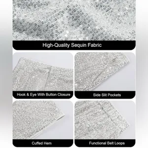 NWT Silver Sequin Women's High Rise Shorts‎ thumbnail 5