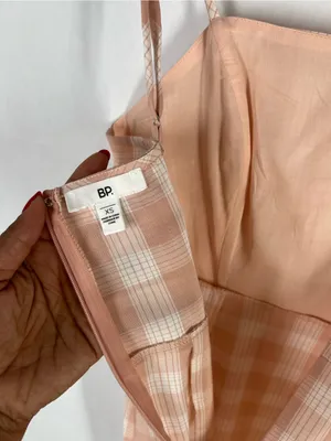 BP Peach Plaid Mini Dress XS Spaghetti‎ Strap Lightweight Back Zip thumbnail 8