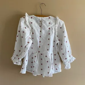 white cottage core floral embroidered blouse top thumbnail 6