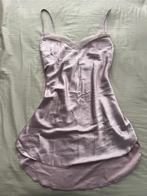 Victoria's Secret Lavender Satin Lace-Trim Chemise thumbnail 1