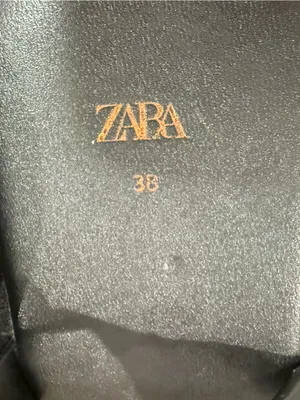 ZARA 1 Black Leather Flatform Thong Sandals Square Toe Slingback 38 / US 7.5 thumbnail 3