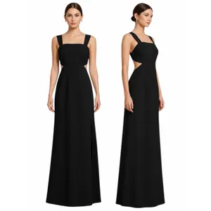 Jill Stuart Square Neck Waist Cut Out Evening Gown Maxi Dress Black Size 4 thumbnail 3