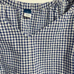 Old Navy Womens Shirt Blouse Blue White Gingham Plaid Seersucker Size Medium thumbnail 10