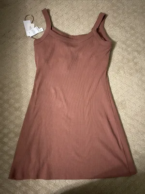 Abercrombie Bra-Free essential 90s ribbed mini dress, Medium NWT thumbnail 3