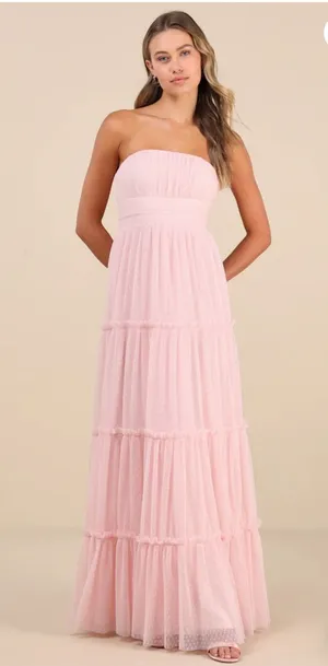 Lulus Light Pink Mesh Maxi Dress thumbnail 1