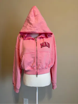 NWT Mad Happy X Gap Pink full size cropped hoodie size large limited edition thumbnail 7