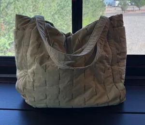 Handmade Style Quilted Cotton Tote | Target Style | Kantha Stitch Market Bag thumbnail 1