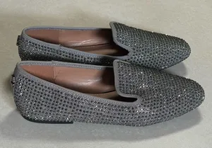 CARVELA Women's Shine Gem-Detail Slip-On Flats Grey & Silver Size 8.5 thumbnail 2