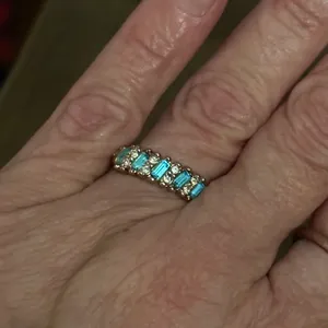 Aquamarine And Simulated Diamonds Ring Gold thumbnail 3