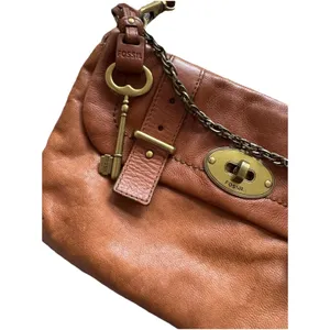 Fossil Issue 54 Brown Leather Messenger Bag‎ Crossbody Charm Satchel Chain Purse thumbnail 3