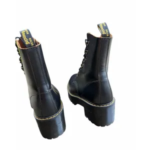 Dr Martens Leona Platform Black Leather Lace Up Combat Boot Women Docs Chunky thumbnail 9
