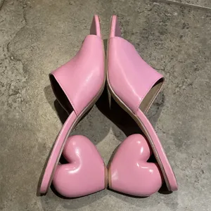 SHEIN Pink Sculptural Heart Heel Mule Sandals Womens 9 Square Toe Slides thumbnail 9