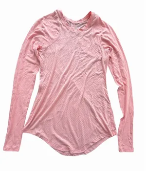 Lululemon Shirt Womens 2 Coral Pink Digni Tee Long Sleeve Lightweight #HHH9-1 thumbnail 1