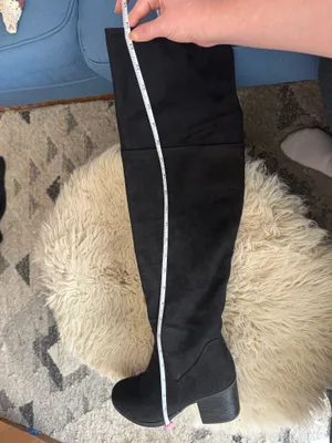 Journee Collection Black Suede Over-the-Knee Boots thumbnail 8