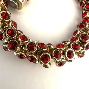 Red and gold tone round magnetic bracelet thumbnail 8