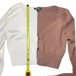 Wild Fable Color Block Crop Cardigan Soft Rib Knit Coquette Sweater S Cream thumbnail 5