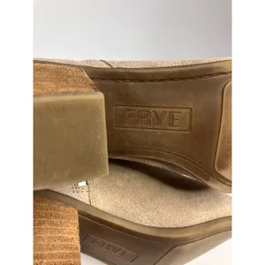 Frye Suede Ankle Booties Womens 10 Ash Tan Excellent Pointed Toe Block Heel Zip thumbnail 7