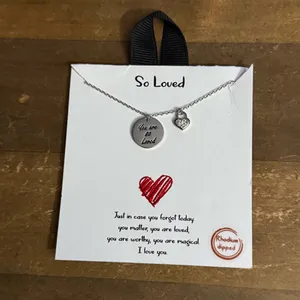 You Are So Loved Rhodium dipped pendant necklace thumbnail 2