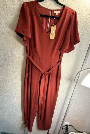 Gilli Brown Jumpsuit with Wide Leg Design Size L thumbnail 2