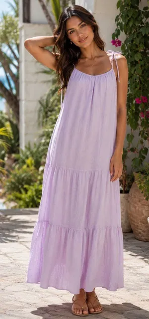 ASTR The Label Namaste Relaxed Fit Pullover Summer Vacation Maxi Dress Lilac thumbnail 1