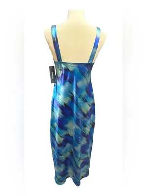 bebe Women's Blue Multi Watercolor V-Neck Maxi Dress Size S NWT Made in USA thumbnail 12