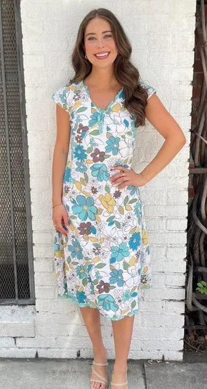 Boden Y2k Boho chic floral midi dress sz M thumbnail 1