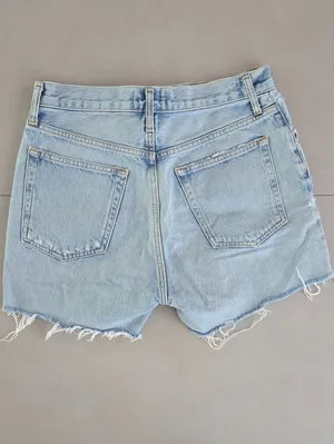 Agolde Light Blue Distressed Women's Denim Shorts Size 28 thumbnail 4