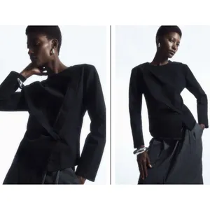 COS Asymmetrical‎ Structured Denim Black Long Sleeve Top Artsy thumbnail 6
