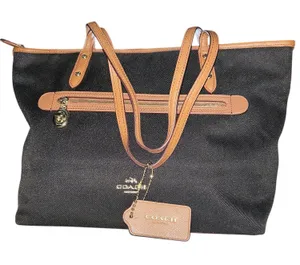 Coach Black and Tan Canvas Tote thumbnail 1