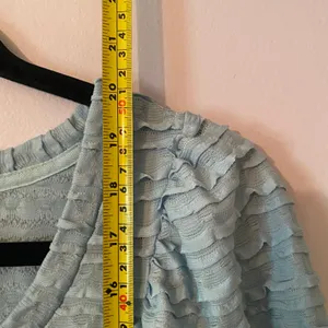 Anthropologie Blue Ruffle Puff Sleeve Blouse Bohemian Artsy Coquette Women's XS thumbnail 7