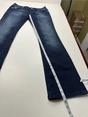 Miss Me Dark Blue Wash Embellished Back Flap Pocket Jeans Boot Womens 31 Denim thumbnail 8