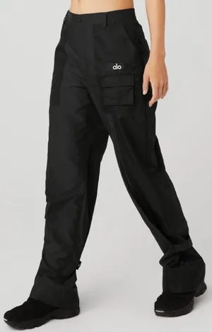Alo Blaze Trouser Pants Black High-Rise Waist Cargo Windbreaker Hiking Edgy S thumbnail 1
