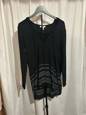 Billabong Black Striped Swim Cover Up With Hood size S thumbnail 2