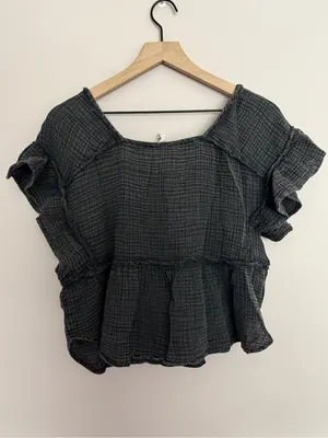 Daily Practice Anthropologie Kaveri Gauze Charcoal Top Medium thumbnail 3