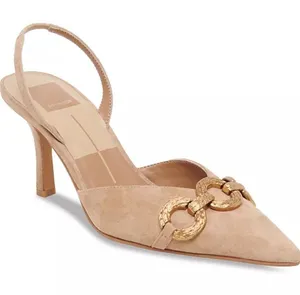 DOLCE VITA Haylee Slingback Pointed Toe Pump suede tan $140 summer 90s party thumbnail 1