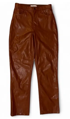 Abercrombie & Fitch Faux Leather Pants in Cognac Brown thumbnail 1