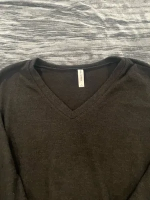 Black V-Neck Long Sleeve Sweater Dress Size L by zenana thumbnail 5