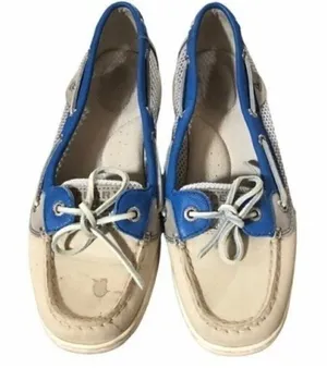Sperry Topsider Mesh Side Leather Boat‎ Shoe with Bright Blue Detail 8 thumbnail 1