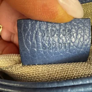 Gucci GG Interlocking Navy Leather Satchel with Gold Chain Made in Italy thumbnail 12