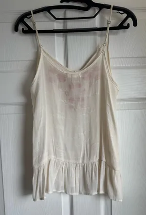 Miss Daisy Cream Sheer Embroidered Floral Tank Size Small thumbnail 6