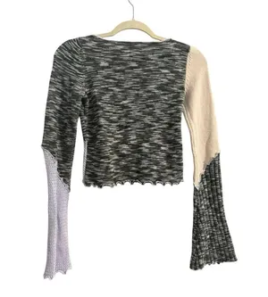 Urban Outfitters Overlock Patchwork Knit Top Sweater Purple Boho Size Small thumbnail 5